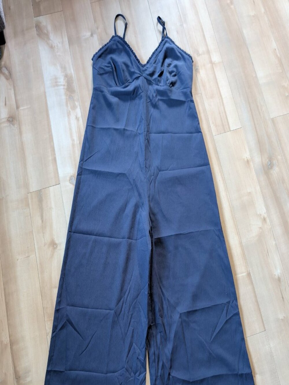 Molly Bracken Navy Blue Wide Leg Jumpsuit Size L
